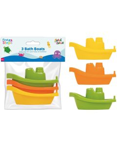 First Steps Baby Bath Boats Assorted Colours 3 Pack