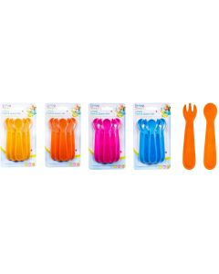 First Steps 6 Piece Spoon And Fork Set 4 Assorted Colours