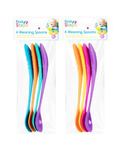 First Steps Long Handle Weaning Spoons 4 Pack Assorted Colours