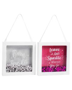 Hugs & Kisses Quote & Glitter Box Frame Assorted