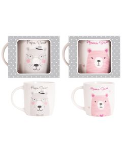 Hugs & Kisses Mama & Papa Bear New Bone China Gift Mug 12oz Assorted