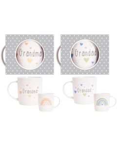 Hugs & Kisses New Bone China Grandma & Grandad Gift Mug Assorted 12oz