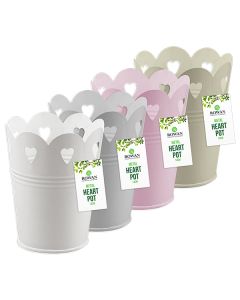 Rowan Metal Cut-Out Heart Pot 14cm Assorted Colours