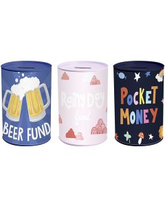 Gifts & Gadgets Tinplate Novelty Money Tin 15cm Assorted