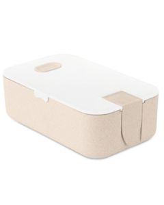 Wheat Straw Pp White & Beige Lunch Box With Phone Stand