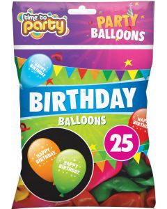 Time To Party Birthday Balloons 25pk