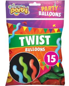 Time To Party Twist Balloons 15pk