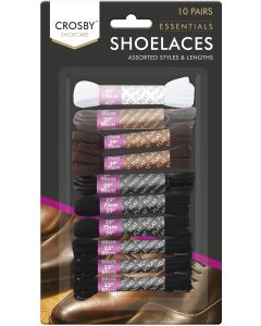 Crosby Shoelaces Assorted Styles & Lengths 10 Pairs