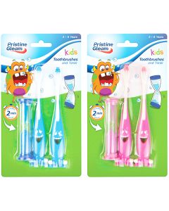 Pristine Gleam Kids Toothbrushes And Timer Set Assorted