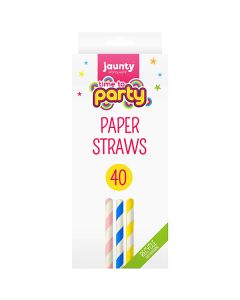 Jaunty Partyware Summer Stripe Paper Straws Assorted Colours 40 Pack