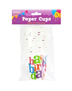 Jaunty Partyware Happy Birthday Paper Cups 15 Pack