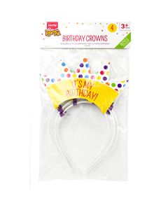 Jaunty Partyware Birthday Crowns 4 Pack