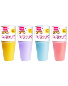 Time To Party Colourful Paper Cups 12 Pack Assorted Colours