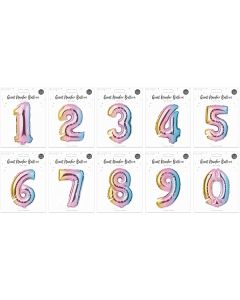 Pop Multicoloured Foil Number Balloon 65cm Assorted