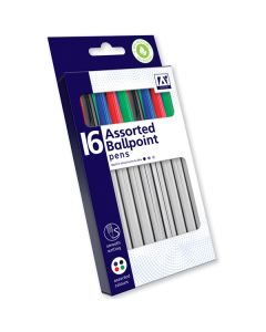 Ballpoint Pens Assorted Colours 16 Pack