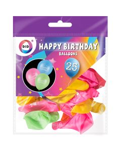 DID Happy Birthday Balloons Assorted 25 Pack