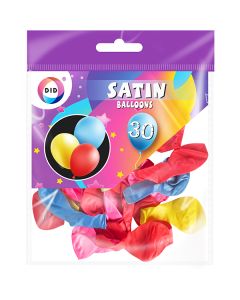 DID Satin Balloons Assorted Colours 30 Pack