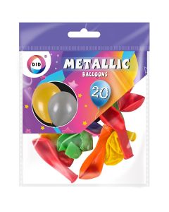 DID Metallic Balloons Assorted Colours 20 Pack