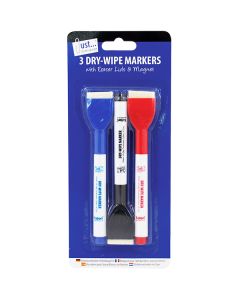 Just Stationery Assorted Colour Dry-Wipe Markers 3 Pack