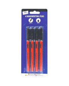 Just Stationery Black Fine Tip Handwriting Pens 4 Pack