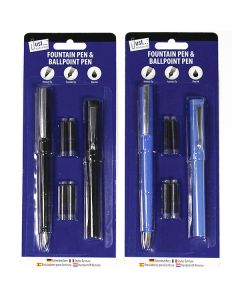 Just Stationery Fountain & Ballpoint Pen Set Assorted Colours