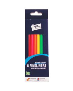 Just Stationery Assorted Colour Fineliner Pens 8 Pack