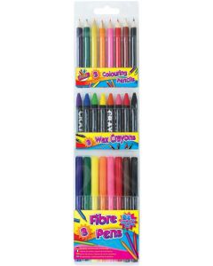 Artbox Assorted Colour Pen, Pencil & Crayon Colouring Set 24 Pack