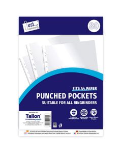 Just Stationery Universally Punched Pockets 80 Pack