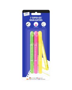 Just Stationery Assorted Colour Super-Gel Highlighter Pens 3 Pack