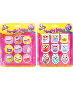 Artbox Owl & Cupcake Novelty Erasers 9 Pack