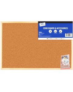 Just Stationery Cork Notice Board & Accessories 300 X 450mm