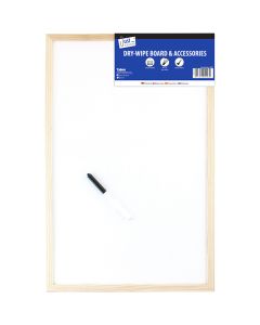 Just Stationery Pine Frame Dry-Wipe Board & Accessories 400 X 600mm