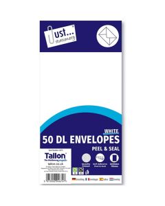 Just Stationery DL White Peel & Seal Envelopes 220mm X 11mm 50 Pack