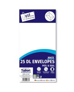 Just Stationery DL Peel & Seal Envelopes 220mm X 110mm 25 Pack