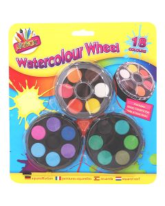 Artbox 18 Colour Watercolour Paints Wheel 3 Pack