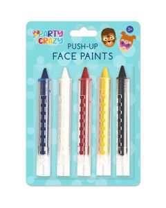 Party Crazy Push-Up Face Paints Assorted Colours 5 Pack