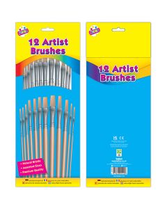 Artbox Assorted Size Artist Paint Brushes 12 Pack