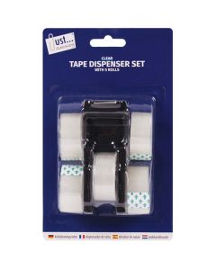 Just Stationery Tape Dispenser Set Assorted Colours With 5 Tape Rolls