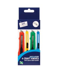 Just Stationery Snap-Off Blade Craft Knives Assorted 4 Pack