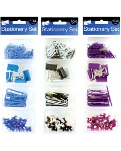 Just Stationery Mixed Clips & Pins Stationery Set 104pc Assorted