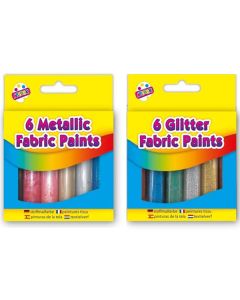 Artbox Glitter & Metallic Fabric Paints 6 Pack Assorted