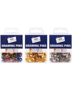 Just Stationery Drawing Pins 200 Pack Assorted Colours