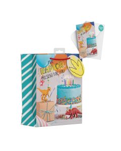 Photographic Dinosaur Gift Bag With Birthday Card Medium