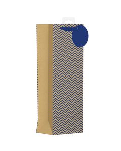 Blue & Gold Stripes Gift Bag Bottle