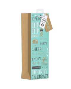 Giftmaker Hooray Celebrate Kraft Text Gift Bag Bottle